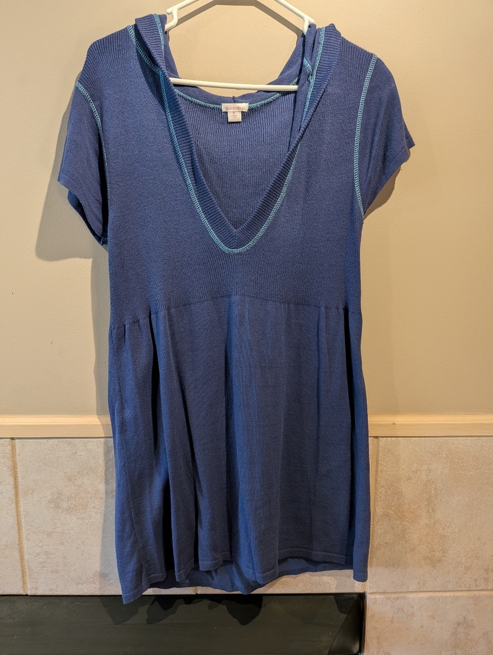 xhilaration, Knit Hooded Cover-up Pullover, Blue, Size XL